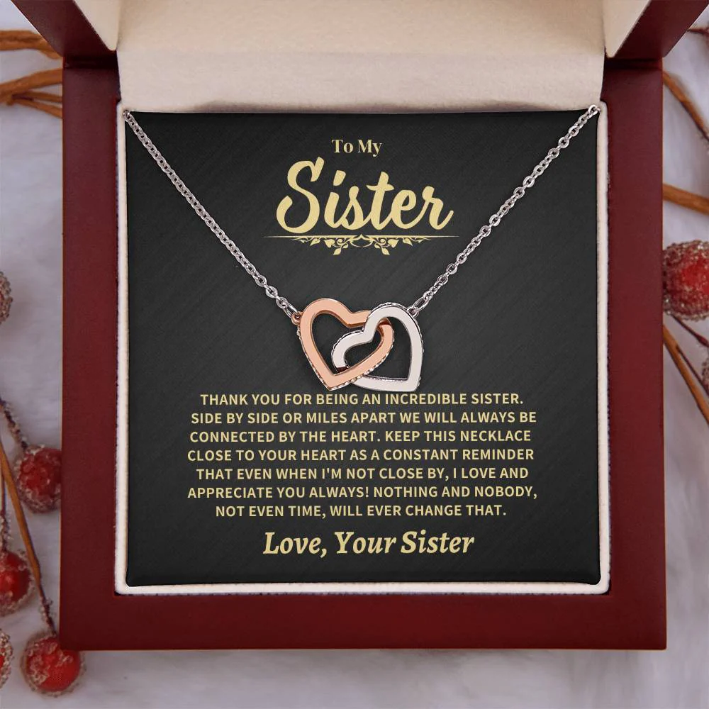 Sister Gift-Interlocking Hearts Necklace - Image 7