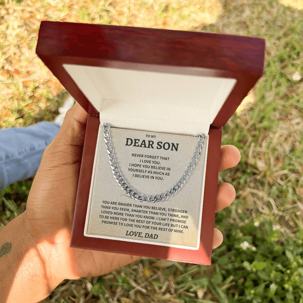 Son Gift, From Dad "Never Forget That I Love You"- Cuban Chain Necklace - Image 10