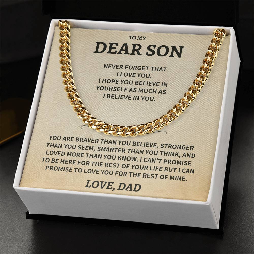 Son Gift, From Dad "Never Forget That I Love You"- Cuban Chain Necklace - Image 5