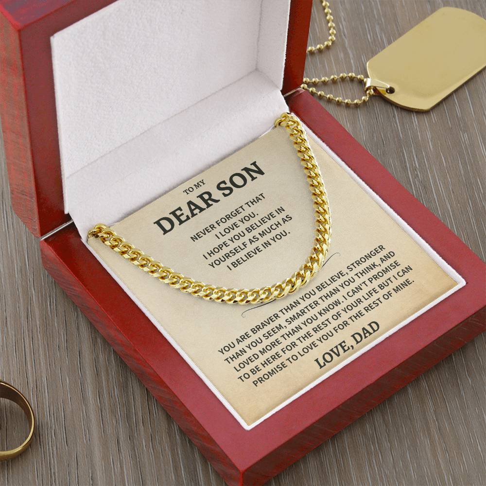 Son Gift, From Dad "Never Forget That I Love You"- Cuban Chain Necklace - Image 6